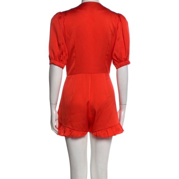 Alexis Tie Front Romper Red/Orange, Size S - Picture 3 of 5